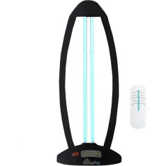 Carso UV sterilizācijas lampa ar ozona UV-C lampu 65 W e Dezinfekcijas līmenis 99% - dezinfekcijas lampa mājai - istabai - birojam - skolai (melna), HY-020