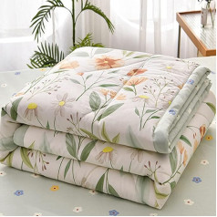 Chickwin Pārklājs 150 x 200 cm Gultas pārklājs 150 x 200 cm Gultas pārklājs Quilted Green Grass Flowers Bedspread pārklājs Sega Throw Blanket Bedspread Guļamistabas segas sega Sega Throw Living Room Sofa Throw for Single Bed