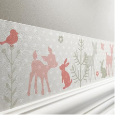 Lovely Label Border Self-Adhesive Bunny & Deer - sienas robežas bērnistabai/bērnu istabai ar trušu un REH - sienas uzlīmes guļamistaba meitene un zēns - sienas apdare Baby/Children