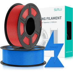 SUNLU PLA filaments ātrai drukāšanai 1,75 mm, 3D printeru PLA filaments ar augstu plūstamību, paredzēts ātrai 3D drukāšanai, ātra HS-PLA, izmēru precizitāte +/- 0,02 mm, 2 kg zils + sarkans