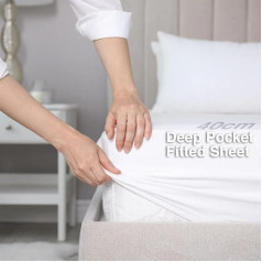 cottonople King Extra Deep Fitted Sheet - īpaši mīksta, elpojoša gultasveļa (150 x 200 + 40 cm) ar 2 spilvendrānām (50 x 75 cm) - hipoalerģiska, neizbalēšanas izturīga gultasveļa