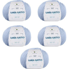 Vilna adīšanai vai tamborēšanai, 100% Merino vilna Extrafine, Lana Gatto. Baby Soft Line bērnu, jaundzimušo dabīga ar alveju (5, Sky Blue - 12260)