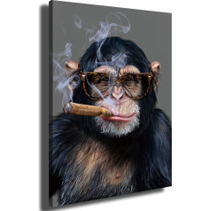 Attēli uz audekla, abstraktā smēķēšana Gorilla Monkey Funny Animal Picture Plakāts un izdrukas Sienas mākslas glezniecība dzīvojamā istaba Dzīvnieku audekls Glezniecība Mūsdienu apdare (ar rāmi-A, 16 x 24 collas)