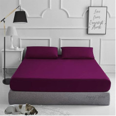 EXQUIZIT HOME Plain Fitted Sheet ar atbilstošiem 2 spilvendrānām Polikotton Percale Easy Care Small Double 4ft