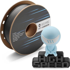 SainSmart GT-3 matēts PLA filaments 1,75 mm, līdz 500 mm/s ātra drukāšana, augstas kvalitātes 3D printeru filaments, 1 kg spole, izmēru precizitāte +/- 0,02 mm, melns