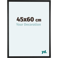 yd. Your Decoration Nancy Picture Frame 45 x 60 cm Matēts melns plastmasas attēlu rāmis ar akrila stiklu, kas novērš atstarošanos 45 x 60 cm rāmis