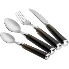 FLAMEFIELD Cutlery Set, Black 16 Piece - Durable Stainless Steel, Elegant Outdoor Dining, Sleek, Lightweight Design, Perfect for Camping and Picnics, Elegant Black Finish for Nursing Lovers