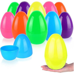 AniSqui Pack of 12 Plastic Easter Eggs, 20 cm, Fillable Easter Eggs, Plastic Eggs for Egg Hunting