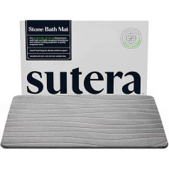 SUTERA - Akmens vannas paklājs, Diatomaceous Earth dušas paklājs, neslīdošs, super absorbējošs, ātri žūstošs, vannas istabas grīdas paklājs, dabīgs, viegli tīrāms (23,5 x 15 pelēks)