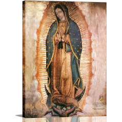 Mexico Our Lady of Guadalupe Portrait Canvas Wall Art Decor Religious Catholic Poster Prints Picture for Altar Living Room Bedroom Decoration Lamina enmarcada de Nuestra Señora de Guadalupe