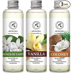 Наполнитель для комнатного диффузора Monoi de Tahiti & Vanilla & Coconut 600 мл - 3 x 200 мл - Набор наполнителей для ароматического диффузора - Наполнитель для 