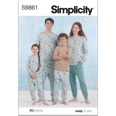 SIMPLICITY SS9861A Vaikų paauglių ir suaugusiųjų trikotažiniai laisvalaikio drabužiai A (XS - L/XS - XL)