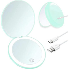 Giazee Компактное зеркало с увеличением LED Dimmable Travel Makeup Mirror Rechargeable Mini Handheld Mirror Portable Small Compact Mirror with Light LED Pocket Mirror for Handbag Purse