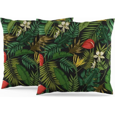 ggaimwf 2 spilvenu pārvalku komplekts Jungle Leaf Tropical Leaves Forest Cushion Covers Leaf Vīriešiem Sievietēm Bērniem Dīvāns Dīvāns Guļamistaba Dzīvojamā istaba Soliņš Mājas Dekoratīvie 50 x 50 cm