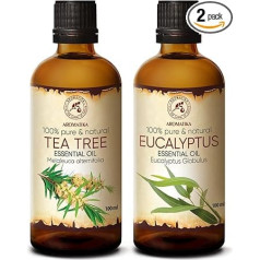 Tējas koka eļļa 100 ml un eikalipta eļļa 100 ml Ēteriskās eļļas tīras un dabiskas difuzoram Pirts aromterapijas aromātiskā lampa Relaksācijas istabas aromāts Ķermeņa kopšanas līdzekļi