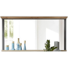 Stella Trading Jasmin Wall Mirror in Artisan Oak Look, Graphite - Универсальное зеркало для прихожей, гостиной и столовой в стиле загородного дома - 142 x 74 x 16 см (Ш x В x Г)