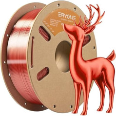 ERYONE Ultra Silk PLA filaments 3D printeriem, 1,75 mm+/-0,03 mm, 1 kg/masa, sarkans varš