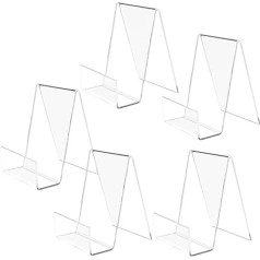 Hicoosee 5 Pack Clear Acrylic Book Stand, Clear Book Stand for Displaying Books, Notebooks, Picture Albums, Menu, Magazine