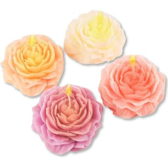 BelugaDesign Peony Rose Candles | Cute Aesthetically Scented Flower Shape in Pastel Pink, White, Purple | Kawaii Soy Wax for Women Gift Set Bundle 4 Pack