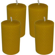 Beeswax Candles Rolled 100 x 60 mm in Honeycomb Shape Handmade Pack of 4