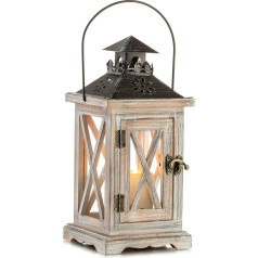 Romadedi Lantern Koka sveču turētājs Lantern Garden Lantern - Rustic Country House sveču turētājs ar metāla un stikla svecēm Vintage kāzu puse Ziemassvētku galda apdare iekštelpās un ārpus telpām