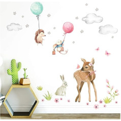 Little Deco Uzlīme briedis trusis ezis pele I L - 110 x 119 cm (platums x augstums) I Sienas uzlīme Balloons Stars Sienas uzlīme Meitenes bērnistabas uzlīme Bērnu istabas uzlīme Bērnu istabas bilde DL468