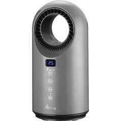 ARDES - AR4P04RG CYCLOP GREY Svārstveida bezspārnu keramikas ventilatora sildītājs 1500 W - bezspārnu ventilatora sildītājs, programmējams 12 stundu taimeris - kluss, inteliģents ventilatora sildītājs ar LED skārienekrānu