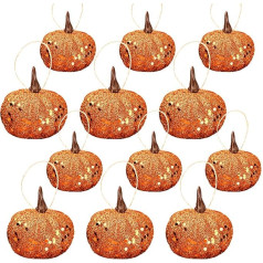 Cetornie Pack of 12 Mini Halloween Tree Baubles Glitter Party Decoration Mākslīgā putuplasta ķirbju karājas rotājumi Halloween Hanging Tree Baubles Pendant Halloween Party Decorations