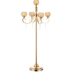 Inweder 5-Arm Crystal Candelabra Candle Holder Elegant Gold Candle Holder 125 cm Metal Pillar Candle Holder - для украшения свадьбы, вечеринки, мероприятия, Рождества или гостиной