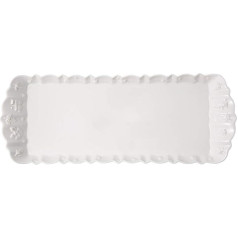 Villeroy & Boch Toy's Delight Royal Classic King Cake Plate, taisnstūrveida servīzes šķīvis ar reljefu, augstas kvalitātes porcelāns, 40 x 16 cm, balts, Ziemassvētku, Ziemassvētku trauki