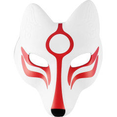 Happyyami Fox japāņu Kabuki Kitsune maskas Jaunums Helovīna kostīmu ballītei Helovīna maskarādei banketu piederumi (balta un sarkana)