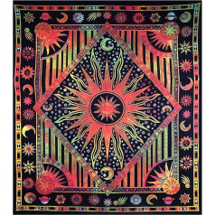 AVA kolekcijas Liela Mandala sienas karājas Indijas kokvilnas Boho psihodēliskā hipiju mest jogas paklājs pludmales dvieļu pleds segu izmērs 90 x 84 collas Queen Burning