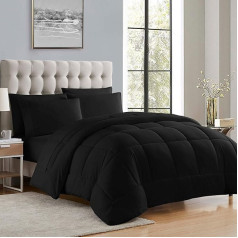 Sweet Home Collection Down Alternative Comforter Visu sezonu silts, silts, grezns, grezns, plīša, biksīšu un mikrošķiedras pildījums, gultasveļa Double Black