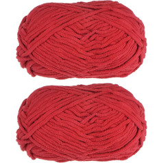 2 pavedieni šenila dzija Velvet Blanket dzija 2 x 100 g 6 Super Bulky Polyester Soft adīšanas tamborēšanai, aušanai, soma, šalle, cepure, sarkana