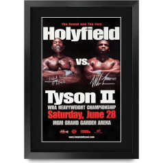 HWC Trading Holyfield Tyson II Fight Evander Holyfield vs Mike Tyson II Printed Autograph Box Fans 2 x A3 Framed