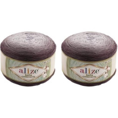 2 x 250 g Alize Bella Batik Ombre Adīšanas vilnas krāsu gradients, 500 g adāmadatas 100% kokvilna, gradientu vilna (pelēka 7411)