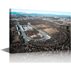 TISHIRON Vintage Wall Art Monza Race Circuit Pictures Print on Canvas Itālija Landscape Modern Artwork Sienas mākslas darbi Sienas māksla dzīvojamā istaba Birojs Giclee galerija iesaiņots plakāti ierāmētas gatavs lietošanai