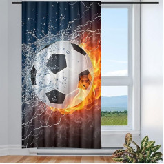 Violetpos Aizkari viesistabai Guļamistabai 1 gab Futbola liesmu uguns 135 x 225 cm W/H