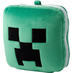 Puckator Relaxeazzz Minecraft Creeper plīša ceļojumu spilvens un acu maska galvas balsts, miega spilvens, kakla spilvens, ceļojumu spilvens, miega maska, bērniem un pieaugušajiem ceļošanai, automašīnai, vilcienam, lidmašīnas piederumiem