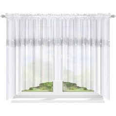 Augšējā gatavi lietošanai Voāla aizkari ar RUFFLLE Tape Set Virtuve White Short Beautiful Virtuves aizkari ar RUFFLLE Tape 150 x 400 cm LB-239