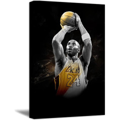 ZHONGYUTONG Kobe Bryant Art Print on Canvas Basketball Sports Player Wall Pictures Plakāts Basketbols Fan Wall Decoration Dāvanas zēniem guļamistaba (30 x 45 cm, ierāmēts)