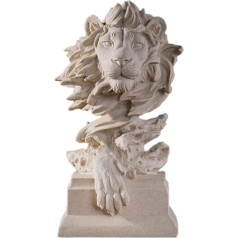 JXCBXJ Lauvas galvas statuja Sveķu sveķu spēcīgs dzīvnieku Lauva Statue apdares galda Feng Shui ornaments mājas biroja apdares dāvanu smilšakmens krāsa