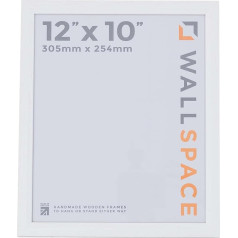 Wall Space 12x10 White Frame | Beveled Wood Picture Frame 12x10 | Grained Wood 12x10 White Frame | 10x12 White Picture Frames Solid Wood with Glass | 12x12 White Picture Frames