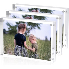 Sezanrpt 3 Pack 4x6 Clear Magnetic Acrylic Picture Frames for Family Pets Friends Warming Pictures 10+10mm Thumbness