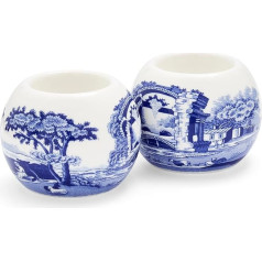 Spode zili itāļu tējas lampu turētāji, 2 apaļu sveču trauku komplekts, izgatavots no smalkas porcelāna, 4