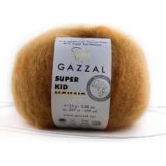 Gazzal 3 gabaliņi Super Kid Mohair 25 g, 78% vilna, 22% Pa, dabīgā, jaukta, dabīgā, ar rokām adīta dzija, Taka dzija (64423)