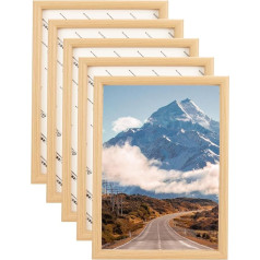 JMIATRY koka fotorāmis, A4, pie sienas, ar caurspīdīgu plexiglass priekšpusi, A4 rāmis fotogrāfijai/attēlam, 31,5 x 23 cm, 5 gab., 5 gab.