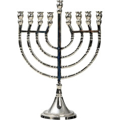 NKlaus Hanukkah 10900 Gaisma 9 zaru niķelēta misiņa augstums 21,5 cm Sveces turētājs Gaismas festivāls Roku darbs