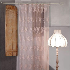 AT17 Aizkars Caurspīdīgs lakats Poliesters Lace Country House Shabby Chic izšuvumi 140 x 290 cm Mauve/Mauve Ziedi izšuvumi