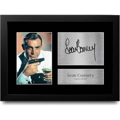 HWC Trading Sean Connery A4 Framed Signed Printed Autographs Picture Print Photo Display Gift For James Bond Film Fans